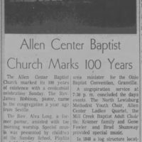 Allen Center Church 100yrs